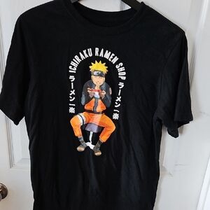 Black and Orange Anime Graphic Short Sleeve Tee